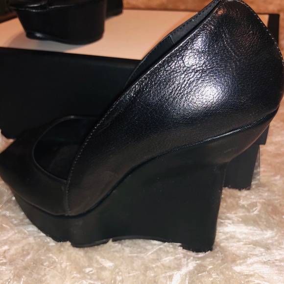 wedges size 6 peep toes shoes sandals black New - Picture 3 of 6